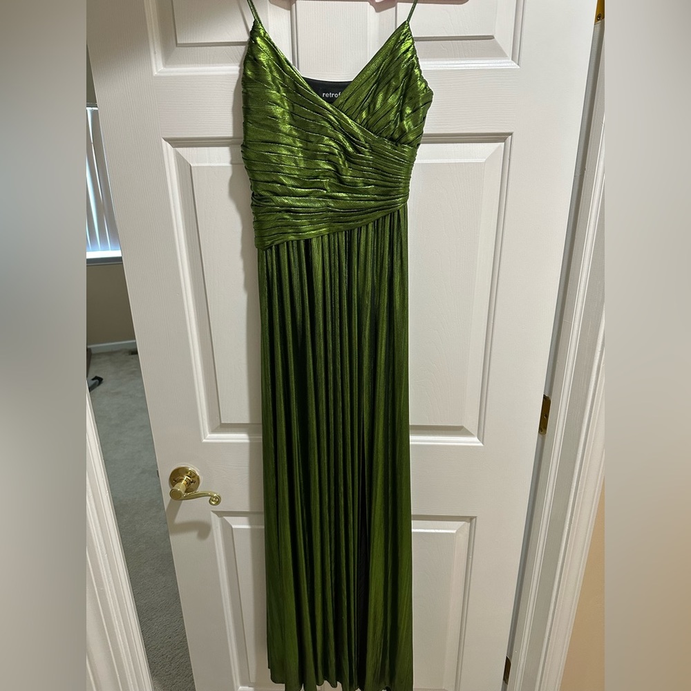 slim fit dress slacks RETROFETE SAROS FEATHER SEQUIN DRESS – TheLuxeLend main image 1